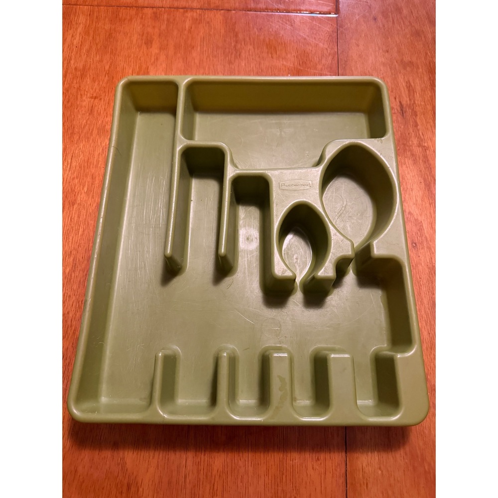 Vintage Rubbermaid Avocado Green Silverware Drawer Organizer Tray Retro Kitchen
